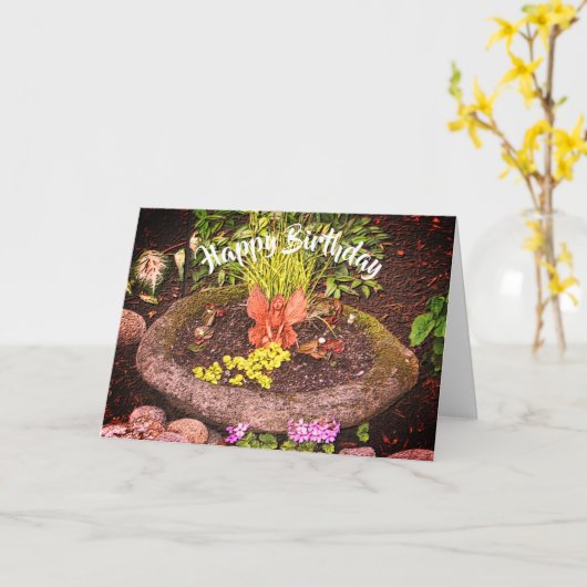 フラワーガーデンフェアリー自然アート誕生日カード カード (黄色い花)
