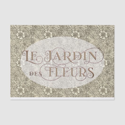 フラワーガーデンフランスのオーバルウィリアム・モリス模様 薄葉紙 (正面)