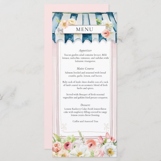 フラワーガーデンブライダルシャワーメニュー メニュー (正面/裏面)