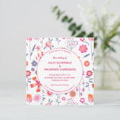 フラワーガーデンモダンボホピンク結婚式招待状 招待状 (スタンド正面)