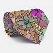 フラワーガーデンラベンダーティール（緑がかった色）フローラルパターン ネクタイ (ロール)