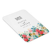 フラワーガーデンワイルドフラワーウェディング日付を保存 マグネット (右側)