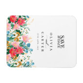 フラワーガーデンワイルドフラワーウェディング日付を保存 マグネット (横)