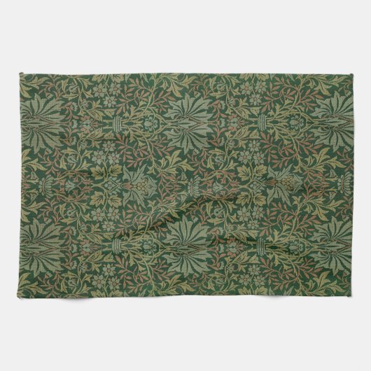 フラワーガーデンヴィンテージオーナメントイラストレーション キッチンタオル (横)