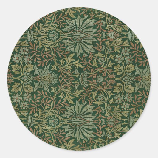 フラワーガーデンヴィンテージオーナメントイラストレーション ラウンドシール (正面)