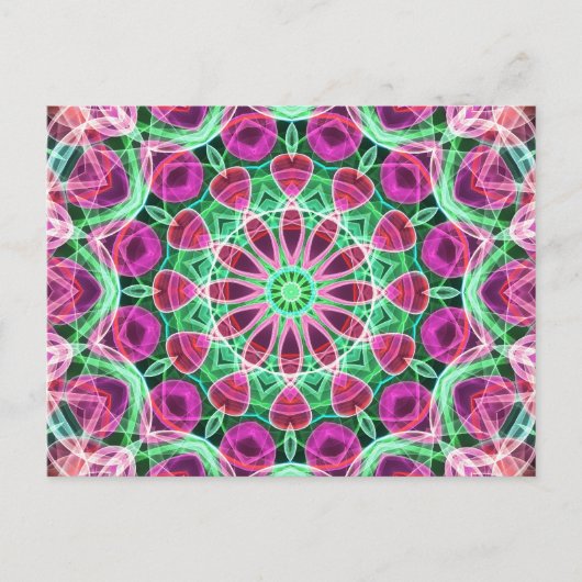 フラワーガーデン万華鏡のように千変万化するパターン ポストカード (正面)