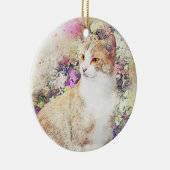 フラワーガーデン子猫 |抽象芸術 |水彩 セラミックオーナメント (右)