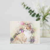 フラワーガーデン子猫 |抽象芸術 |水彩 ポストカード (スタンド正面)