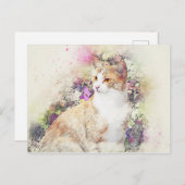 フラワーガーデン子猫 |抽象芸術 |水彩 ポストカード (正面/裏面)
