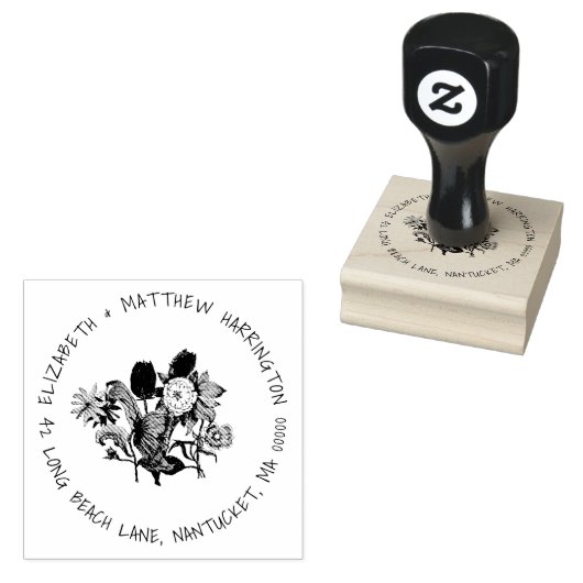 フラワーガーデン差出人住所ゴムスタンプ ラバースタンプ (押印)