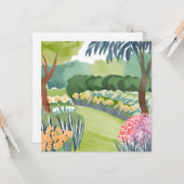 フラワーガーデン散歩 | 花の自然の水彩画 カード (正面/裏面インサイチュ)