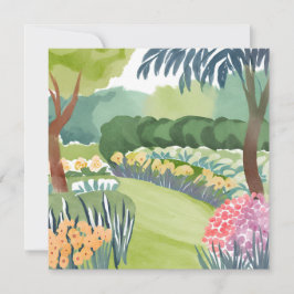 フラワーガーデン散歩 | 花の自然の水彩画 カード