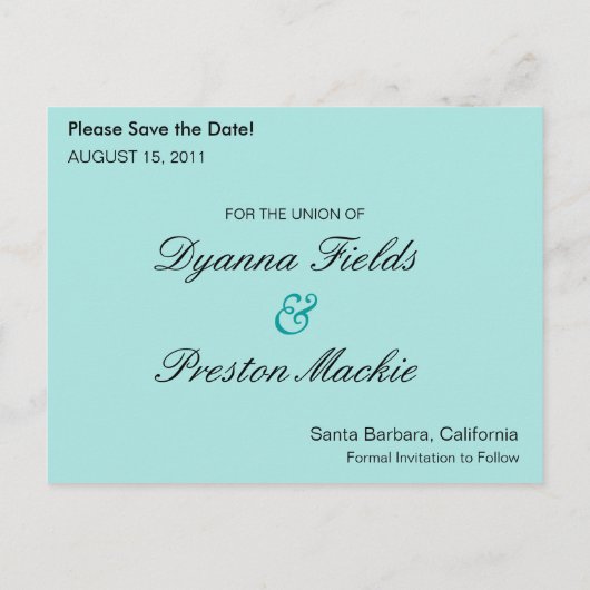 フラワーガーデン日付ポストカードを保存(ターコイズ) 案内ポストカード (裏面)