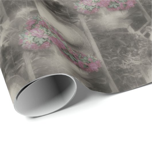 フラワーガーデン木製椅子自然模様 ラッピングペーパー (ロールコーナー)