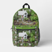 フラワーガーデン絵を描コテージパーソナライズされた プリントバックパック (正面)