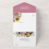 フラワーガーデン花模様ひまわり結婚牡丹 オールインワン招待状 (外側)