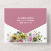 フラワーガーデン花模様ひまわり結婚牡丹 オールインワン招待状 (裏面)