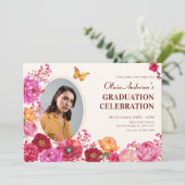 フラワーガーデン開花春写真卒業 招待状 (スタンド正面)