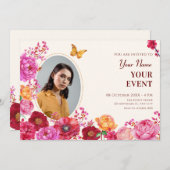 フラワーガーデン開花春写真 招待状 (正面/裏面)