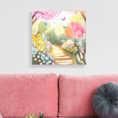 フラワーガーデン | お洒落水絵を描色 キャンバスプリント (インサイチュ (リビング))