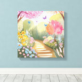 フラワーガーデン | お洒落水絵を描色 キャンバスプリント (インサイチュ (ウッドフロア))