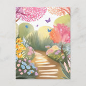 フラワーガーデン | お洒落水絵を描色 ポストカード (正面)