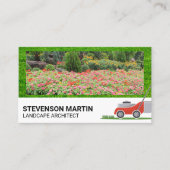 フラワーガーデン | カットグラス芝刈り機ビジネスカード 名刺 (正面)