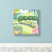 フラワーガーデン | フローラ自然水彩 キャンバスプリント (インサイチュ (ウッドフロア))