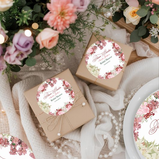 フラワーガーデン ブライダルシャワーの招待状 ラウンドシール
