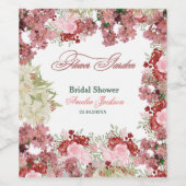 フラワーガーデン ブライダルシャワー 招待状 ワインラベル (シングルラベル)