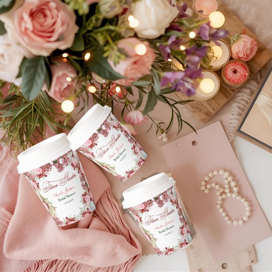 フラワーガーデン ブライダルシャワー 招待状 紙コップ