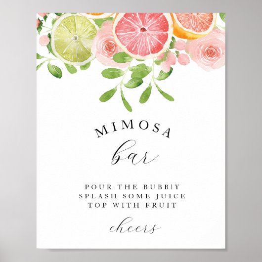 フラワーガーデン「ミモサバー」ブライダルシャワー標識 ポスター (正面)