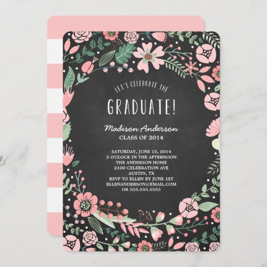 フラワーガーデン | 卒業パーティー招待状 招待状 (正面/裏面)