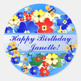 フラワーガーデン～誕生日シール ラウンドシール