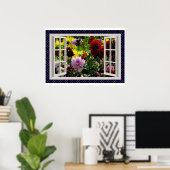 フラワーガーデン、開いた窓、ダリアス ポスター (ホームオフィス)