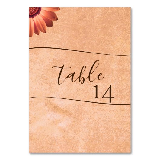 フラワーガーベラオン抽象芸術結婚ピーチ テーブルナンバー (正面)
