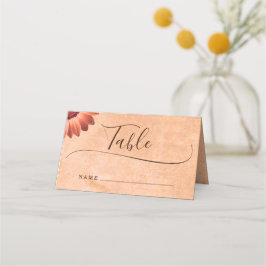 フラワーガーベラオン抽象芸術結婚ピーチ プレイスカード