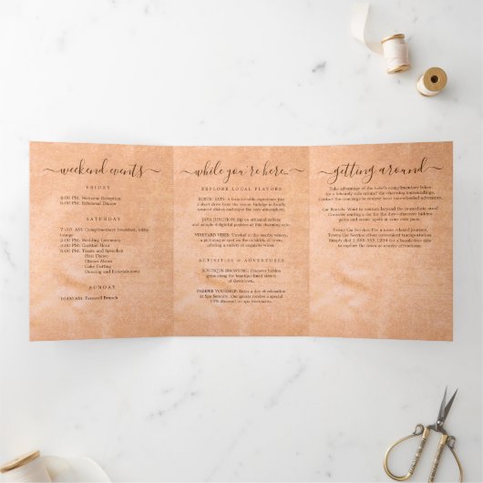 フラワーガーベラオン抽象芸術結婚ピーチ 三つ折りプログラム (内部)