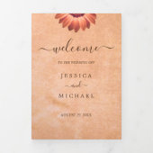 フラワーガーベラオン抽象芸術結婚ピーチ 三つ折りプログラム (カバー)