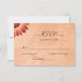 フラワーガーベラオン抽象芸術結婚ピーチ 出欠カード (正面)