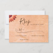フラワーガーベラオン抽象芸術結婚ピーチ 出欠カード (正面)