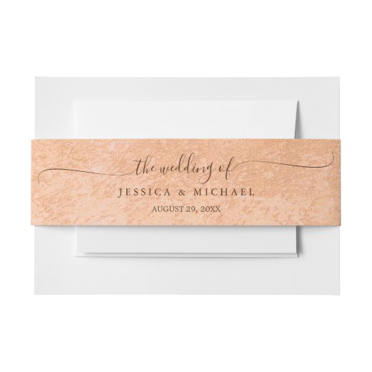 フラワーガーベラオン抽象芸術結婚ピーチ 招待状ベリーバンド (正面例)