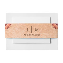 フラワーガーベラオン抽象芸術結婚ピーチ 招待状ベリーバンド