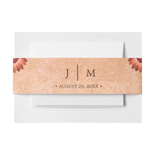 フラワーガーベラオン抽象芸術結婚ピーチ 招待状ベリーバンド (正面例)