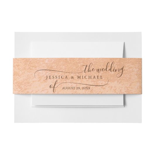 フラワーガーベラオン抽象芸術結婚ピーチ 招待状ベリーバンド (正面例)