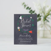 フラワーガーランド黒板 ブライダルシャワー 案内ポストカード (スタンド正面)