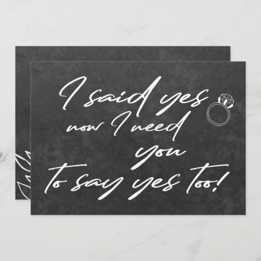 フラワーガールおもしろいの黒板タイポグラフィ案 招待状 (正面/裏面)