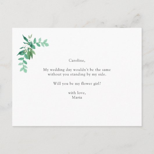 フラワーガールになってくれる？ 案内ポストカード (裏面)