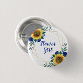 フラワーガールひまわり幾何学青フローラ 缶バッジ (正面&裏面)