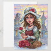 フラワーガールアートカード中世おとぎ話の街 (正面/裏面)